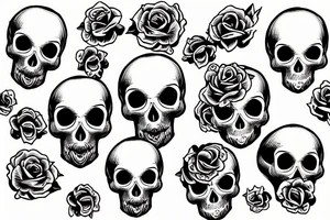 Skull with roses tattoo idea