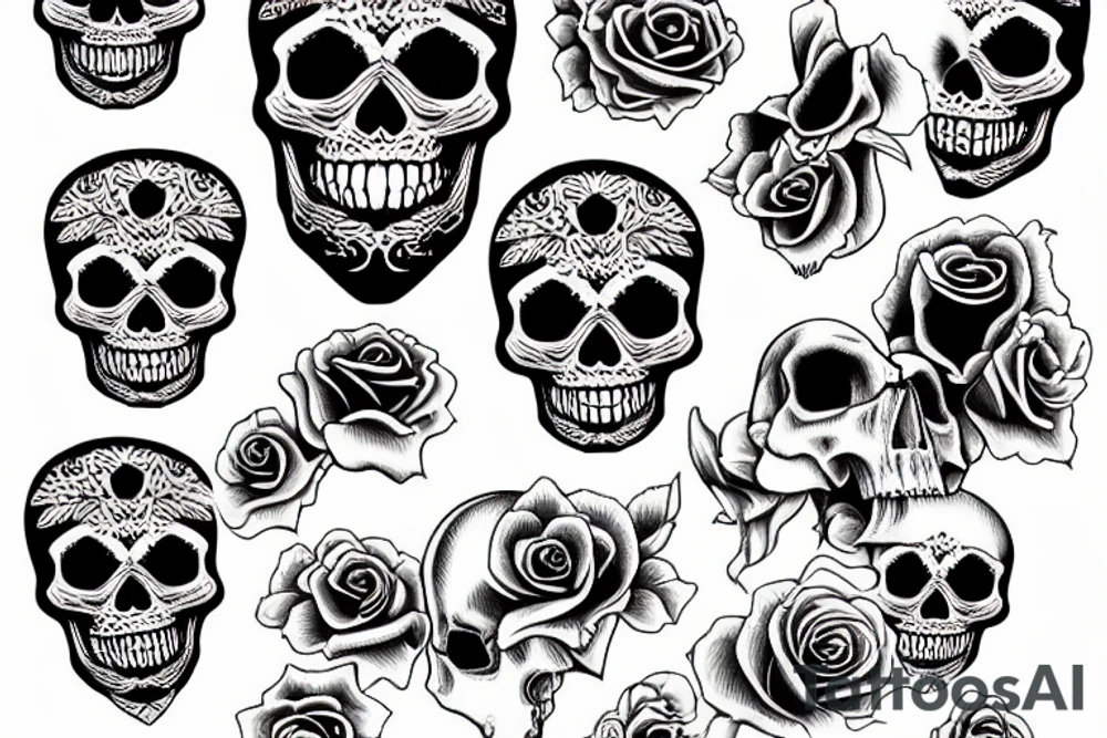 Skull with roses tattoo idea