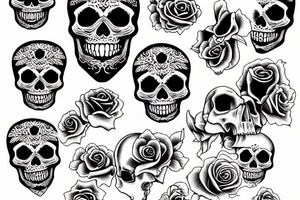 Skull with roses tattoo idea