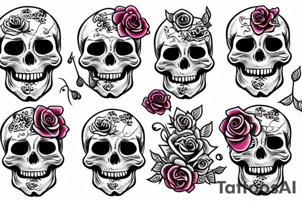 Skull with roses tattoo idea