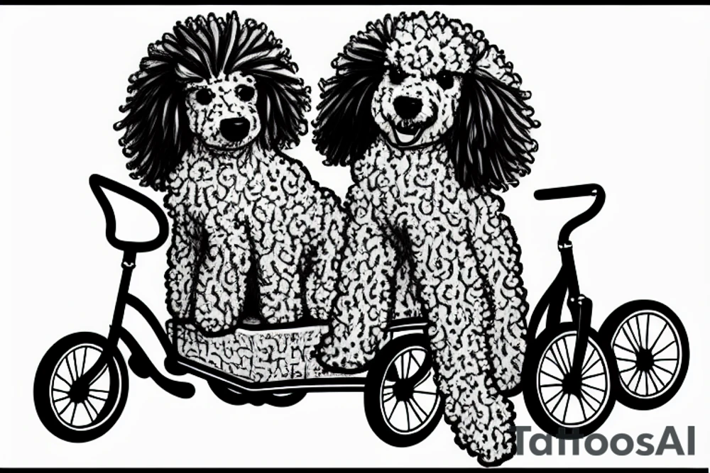 Poodle on a tricycle tattoo idea