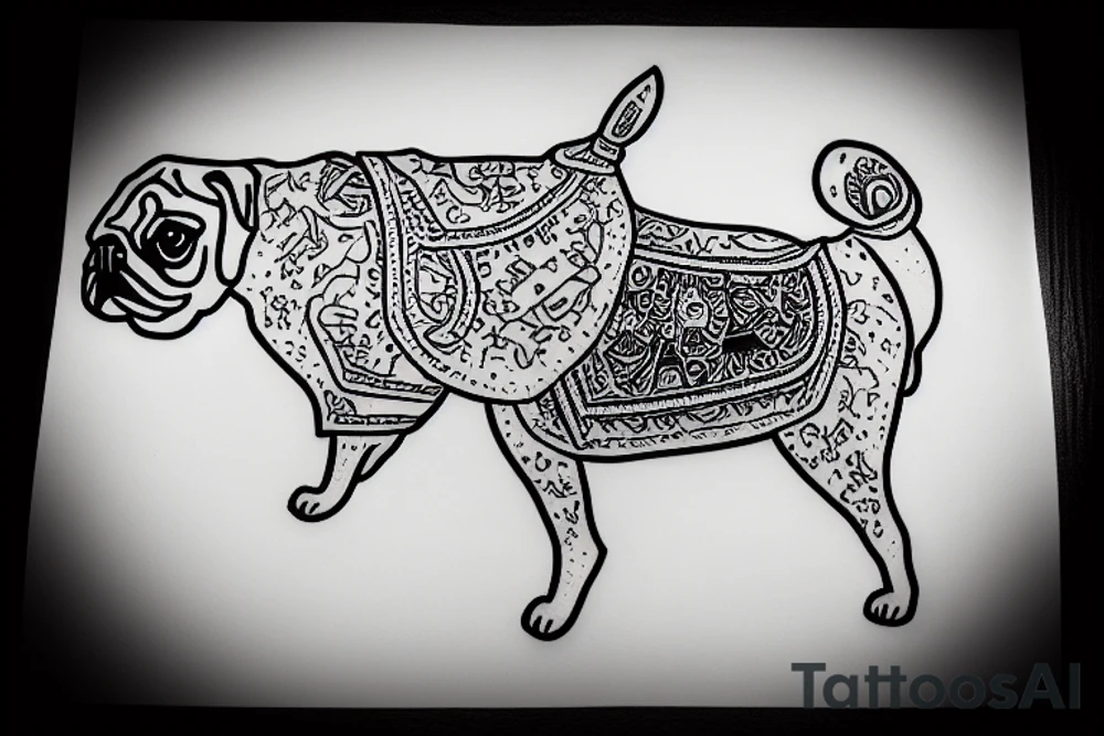 Pug on flying carpet tattoo idea