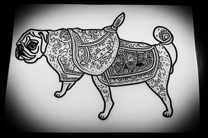 Pug on flying carpet tattoo idea