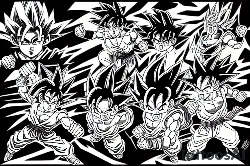 Goku with tanjiro fighting tattoo idea