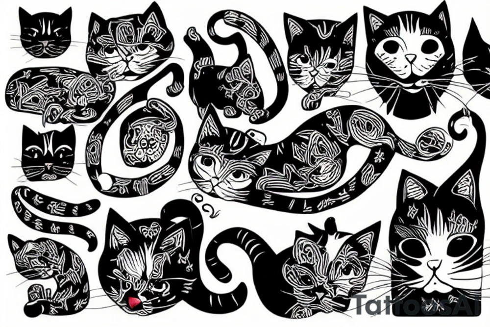 cat playing tattoo idea