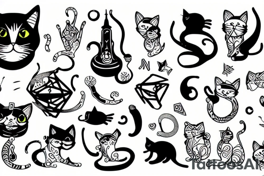 cat playing tattoo idea