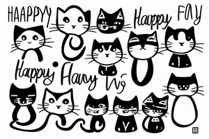 Happy Family with two cats tattoo idea