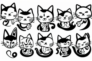 Happy Family with two cats tattoo idea