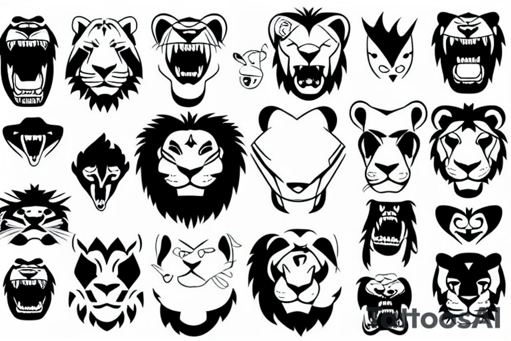 Angry semi Lion face tattoo idea