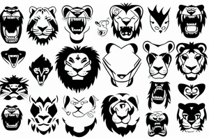 Angry semi Lion face tattoo idea