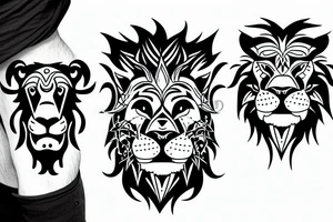 Angry semi Lion face tattoo idea