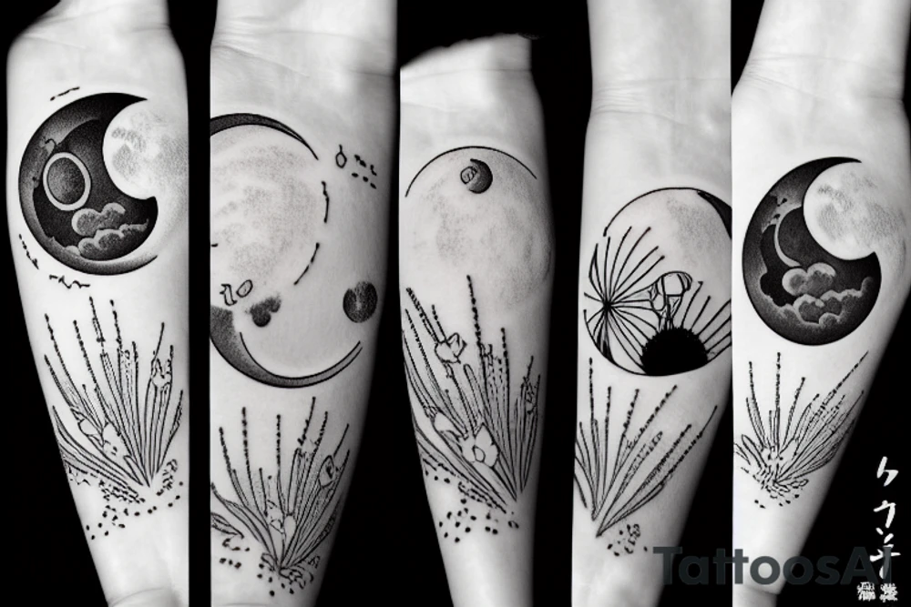 Moon and lavender tattoo idea