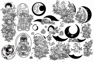 Moon and lavender tattoo idea