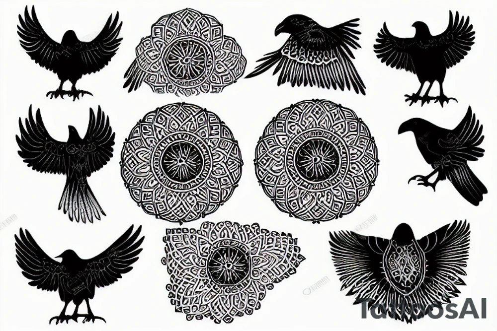 Mandala pattern shaped like a crow tattoo idea