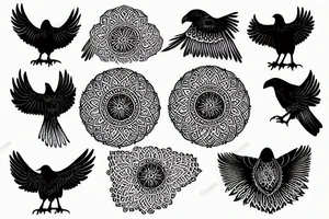Mandala pattern shaped like a crow tattoo idea