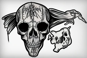Robed skeleton with cow skull for a head reading from a large book tattoo idea