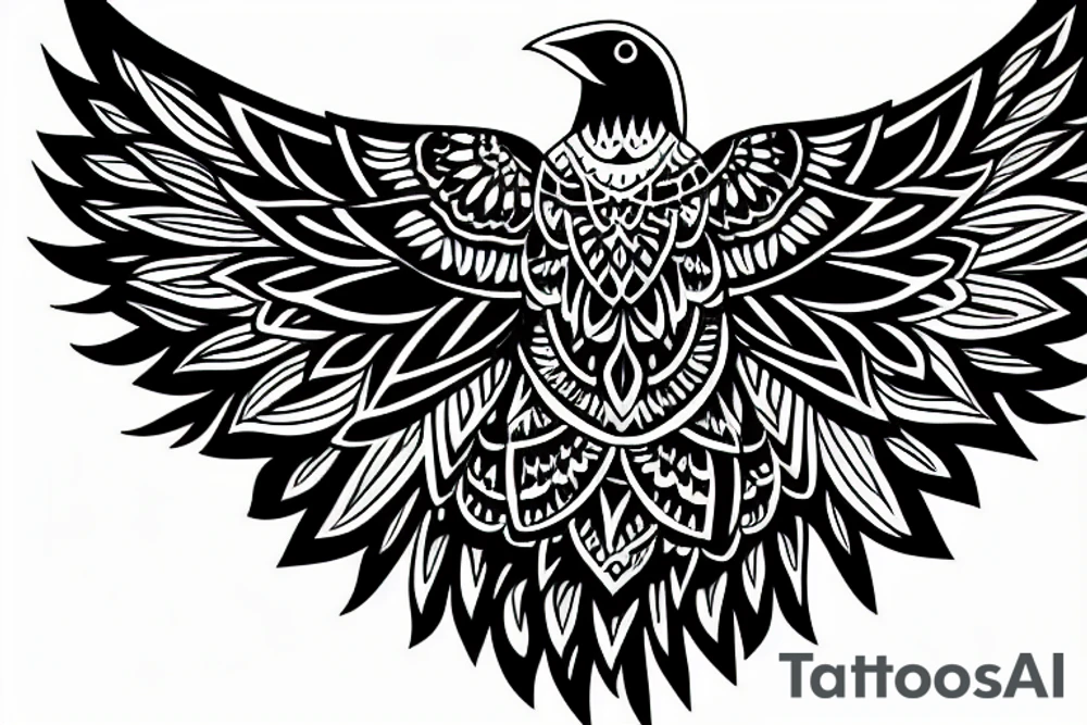 Crow with mandala wings tattoo idea