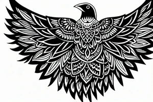 Crow with mandala wings tattoo idea