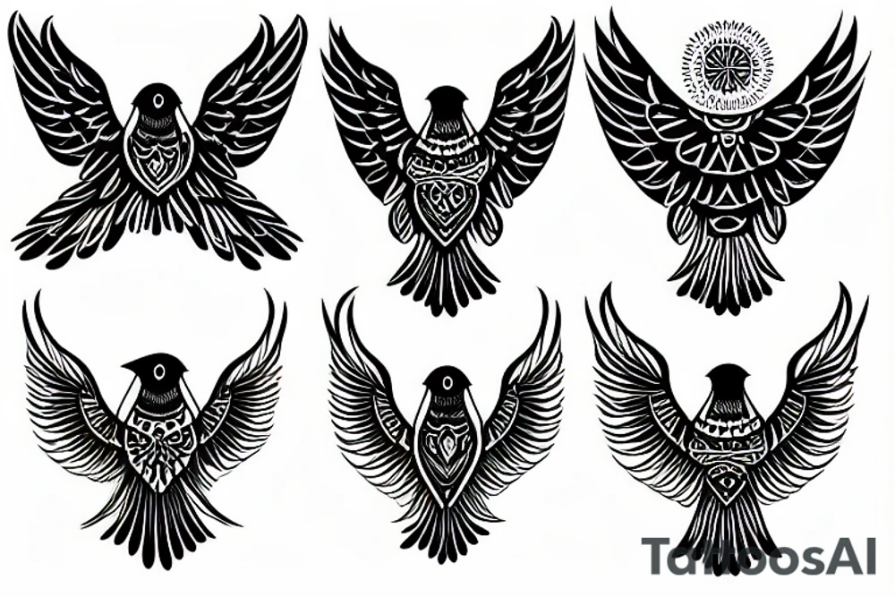 Crow with mandala wings tattoo idea
