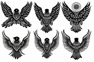 Crow with mandala wings tattoo idea