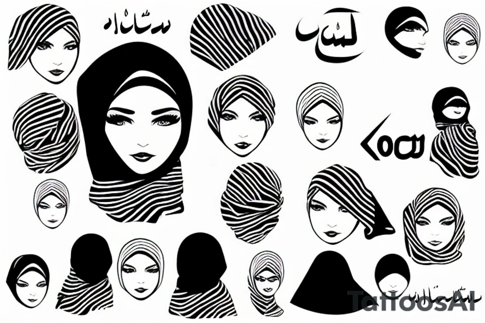 Simple Hijab Fashion Logo with Muslim look women face tattoo idea