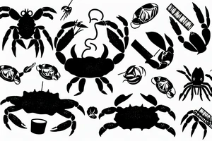 a crab partying and smoking a joint tattoo idea