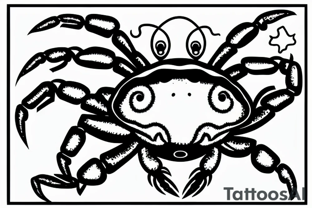 a crab partying and smoking a joint tattoo idea