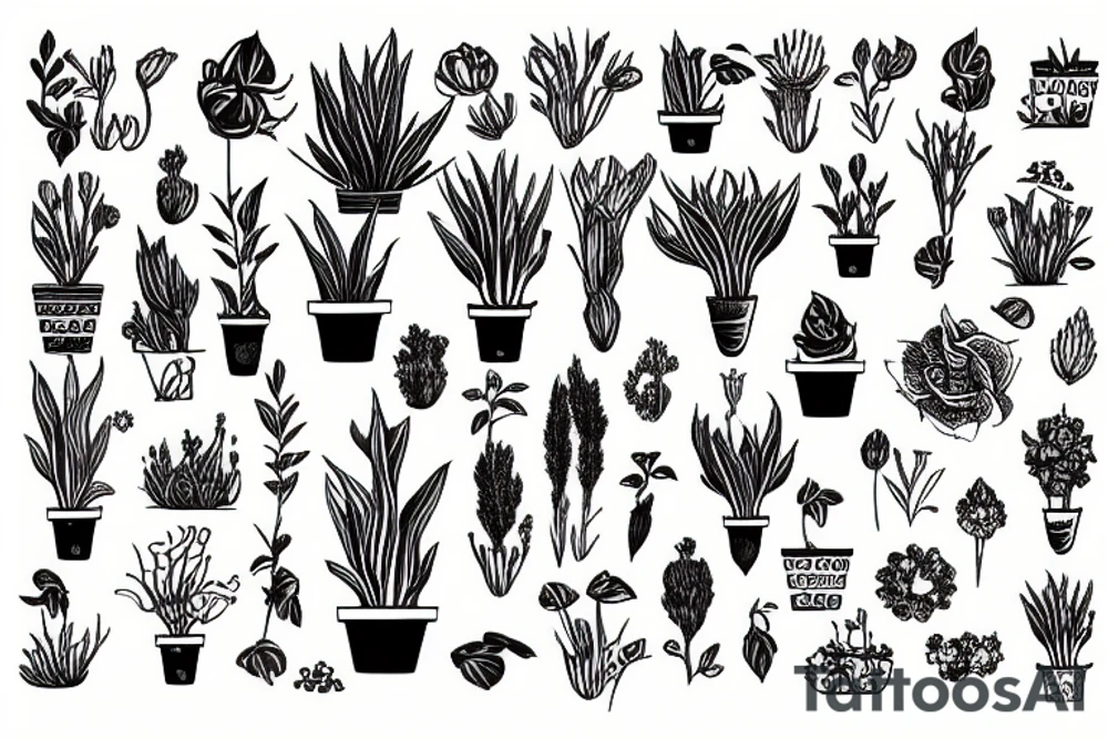 plants in garden tattoo idea