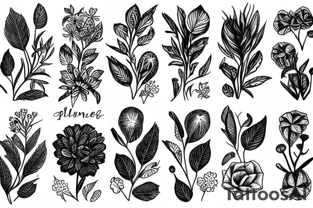 plants in garden tattoo idea