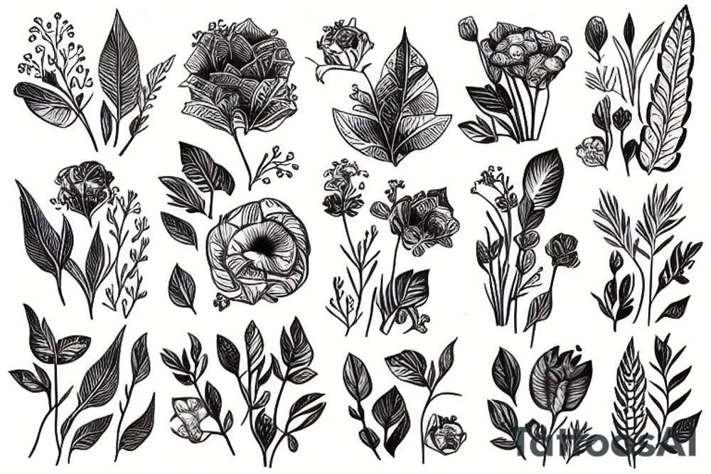 plants in garden tattoo idea
