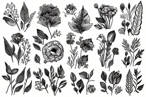 plants in garden tattoo idea