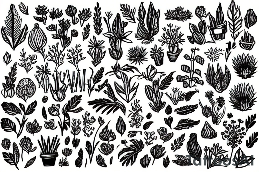 plants in garden tattoo idea
