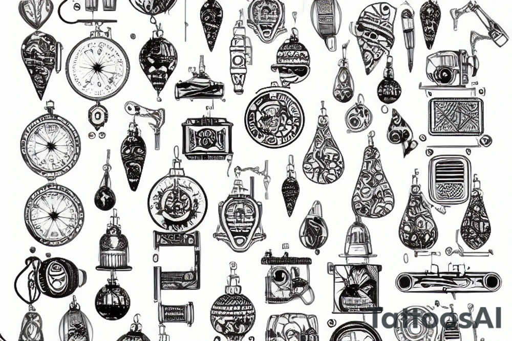 Ornament technical track microcircuit tattoo idea