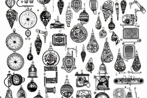 Ornament technical track microcircuit tattoo idea