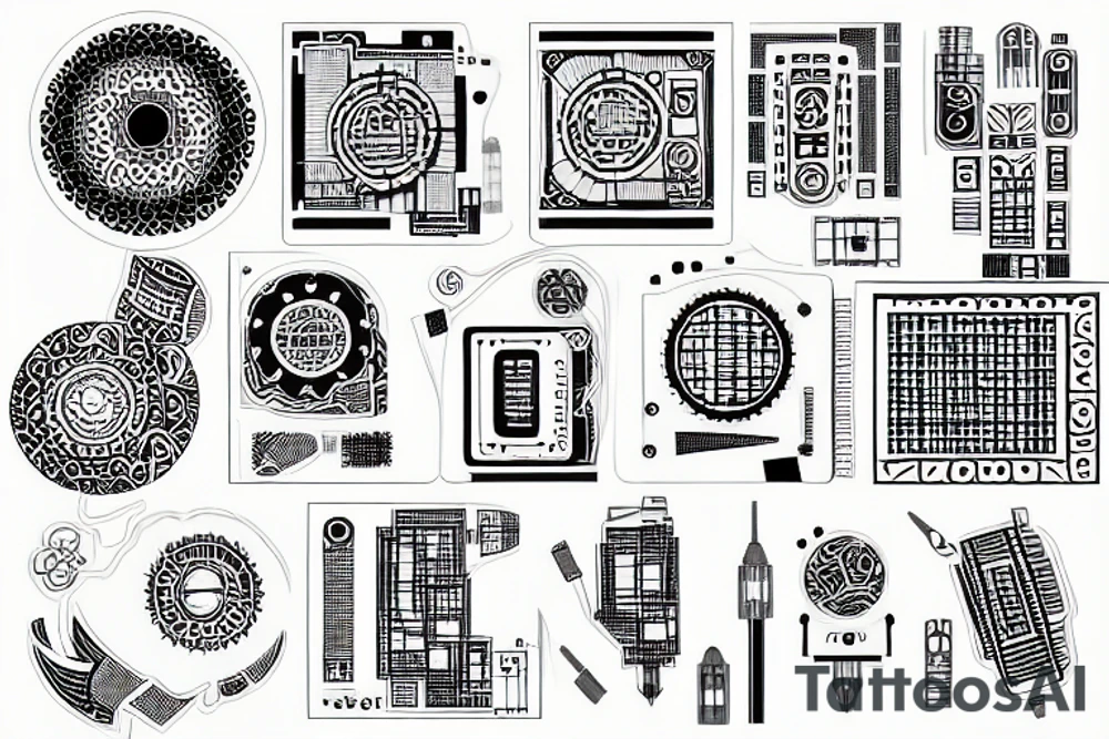Microcircuit technical tattoo idea