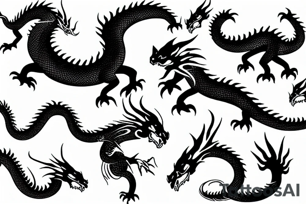 Dragons, calligraphy tattoo idea