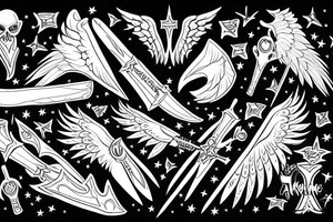 Angel swords sky tattoo idea
