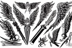 Angel swords sky tattoo idea