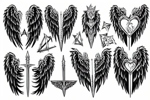 Angel swords sky heart tattoo idea