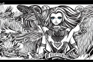 Angel swords sky heart tattoo idea