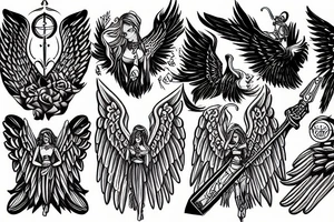 Angel swords sky heart sacred tattoo idea
