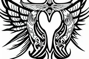 Angel swords sky heart sacred tattoo idea