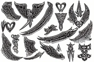 Angel swords sky heart sacred tattoo idea