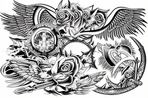 Angel swords sky heart sacred tattoo idea