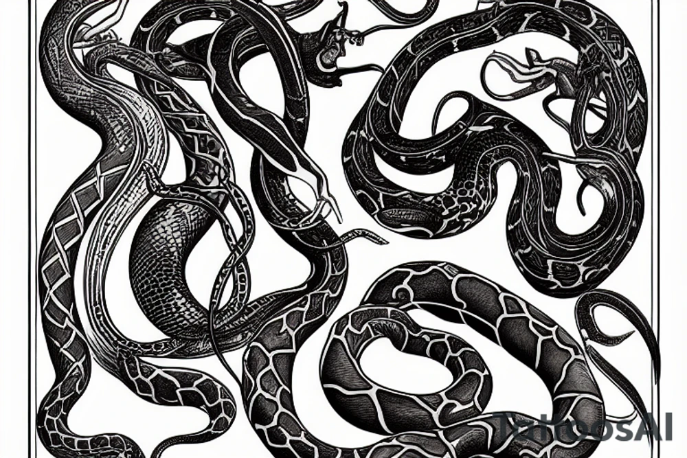 art nouveau snakes tattoo idea
