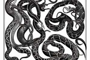 art nouveau snakes tattoo idea