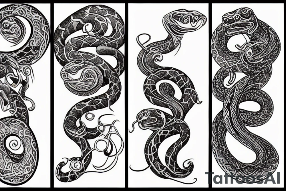 art nouveau snakes tattoo idea