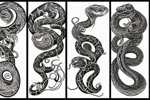 art nouveau snakes tattoo idea