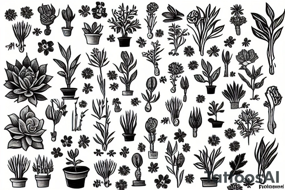 plants in garden tattoo idea