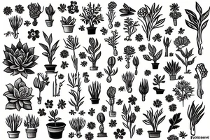 plants in garden tattoo idea
